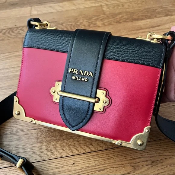 PRADA City Calfskin Saffiano Cahier Bag Fuoco Black - Picture 3 of 12